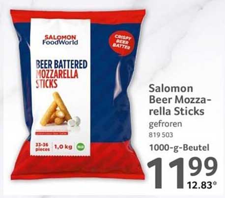 Salomon Beer Mozzarella Sticks gefroren 1,0 kg