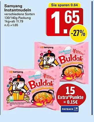 Samyang Instantnudeln verschiedene Sorten 130/140g Packung