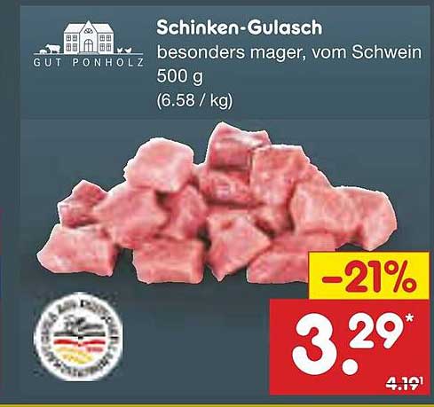 Schinken-Gulasch besonders mager, vom Schwein 500 g