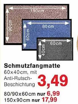 Schmutzfangmatte 60x40cm, mit Anti-Rutsch-Beschichtung