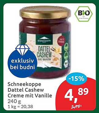 Schneekoppe Dattel Cashew Creme mit Vanille 240 g