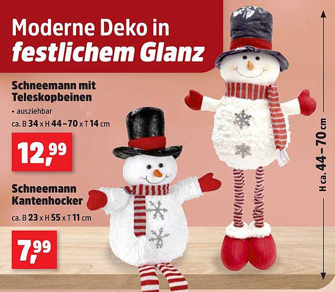 Schneemann mit Teleskopbeinen und Schneemann Kantenhocker