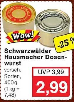 Schwarzwälder Hausmacher Dosenwurst 400g