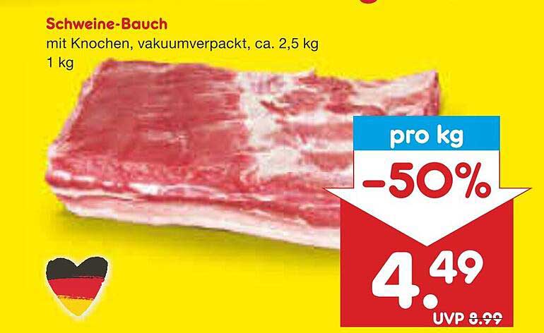 Schweine-Bauch mit Knochen, vakuumverpackt, ca. 2,5 kg