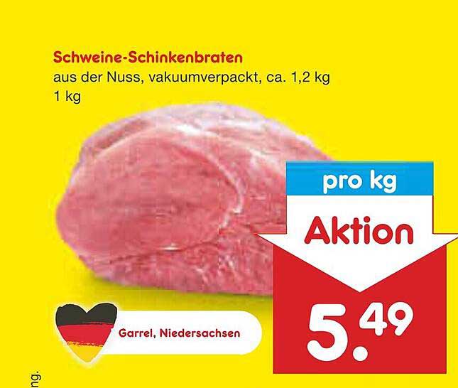 Schweine-Schinkenbraten aus der Nuss, vakuumverpackt, ca. 1,2 kg