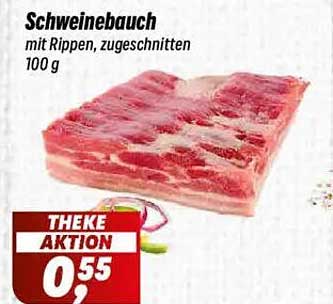 Schweinebauch mit Rippen, zugeschnitten 100 g