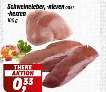 Schweineleber, -nieren oder -herzen 100 g