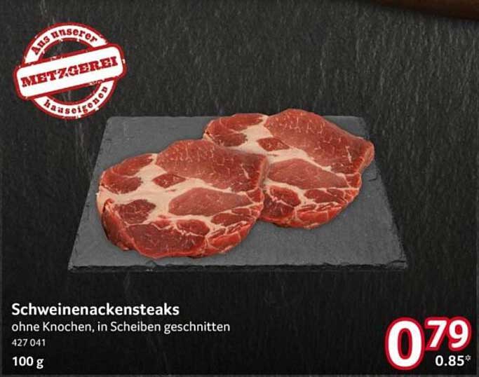 Schweinenackensteaks ohne Knochen, in Scheiben geschnitten