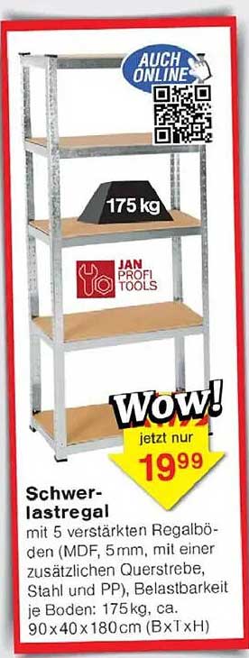 Schwerlastregal mit 5 verstärkten Regalböden