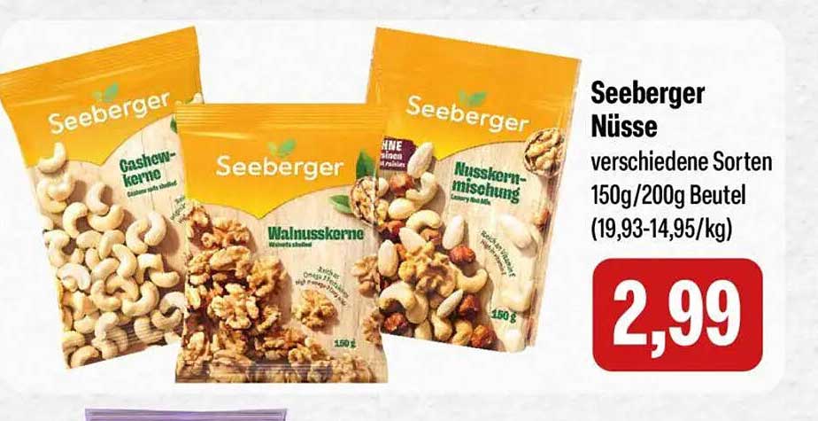 Seeberger Nüsse verschiedene Sorten 150g/200g Beutel