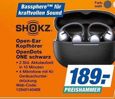 SHOKZ Open-Dots ONE schwarz – Bassphere™ für kraftvollen Sound