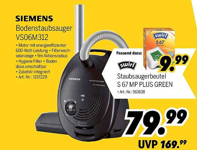 SIEMENS Bodenstaubsauger VS06M312