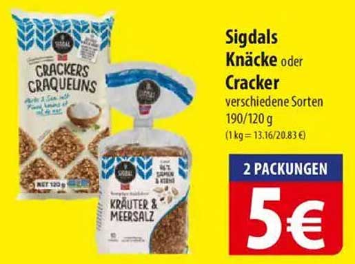 Sigdal's Knäcke oder Cracker - Verschiedene Sorten 190/120 g