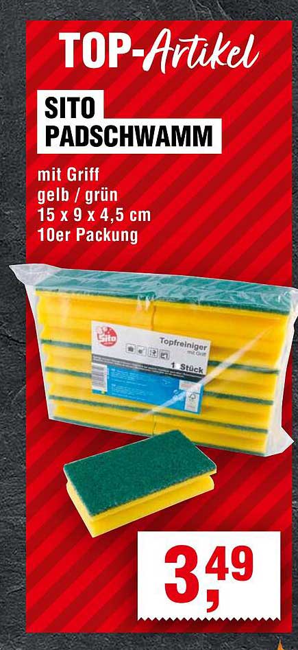 SITO PADDSCHWAMM mit Griff, 10er Packung