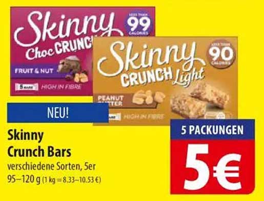 Skinny Crunch Bars – verschiedene Sorten, 5er Packung
