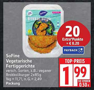 SoFine Vegetarische Fertiggerichte - Brokkoliburger 2x85g