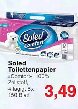 Soled Toilettenpapier "Comfort", 100% Zellstoff, 4-lagig, 8 x 150 Blatt