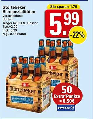 Störtebeker Bierspezialitäten – Träger 6x0,5L Flasche