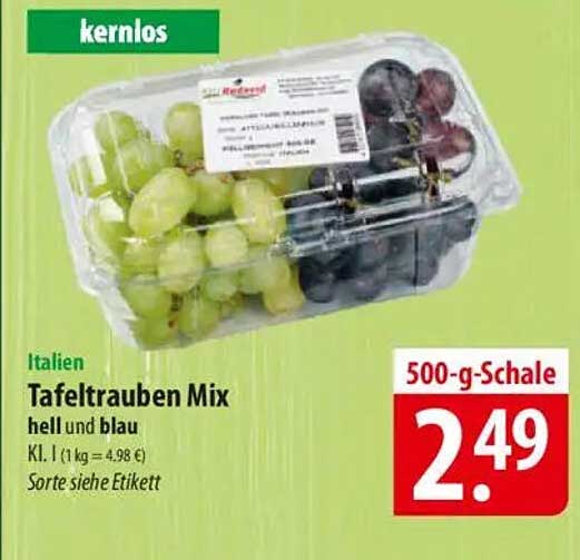 Tafeltrauben Mix hell und blau - 500-g-Schale