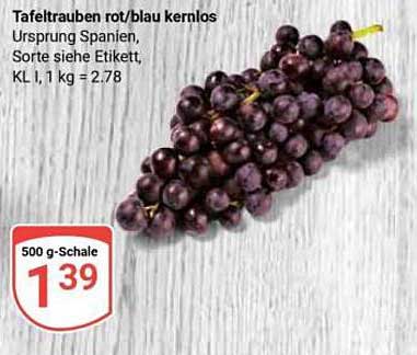 Tafeltrauben rot/blau kernlos 500 g