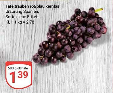 Tafeltrauben rot/blau kernlos 500 g