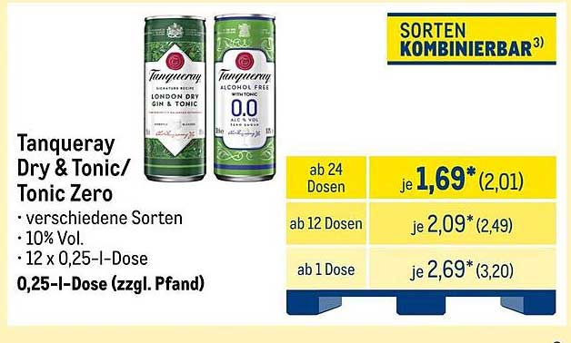 Tanqueray Dry & Tonic/Tonic Zero – Erfrischender Genuss in Dosen