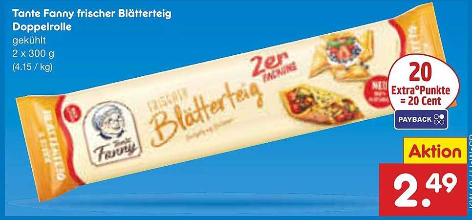 Tante Fanny frischer Blätterteig Doppelrolle 2 x 300 g
