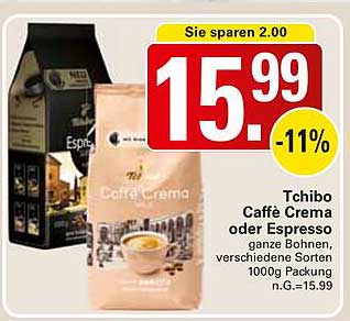 Tchibo Caffè Crema oder Espresso - Ganze Bohnen 1000g