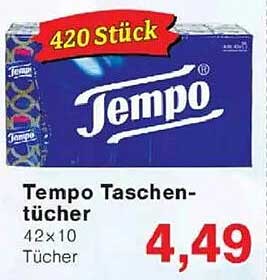 Tempo Taschentücher 42x10 Stück – 420 Stück für nur 4,49 €