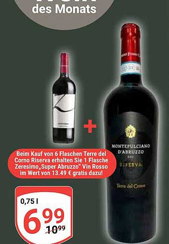 Terre del Corno Riserva Montepulciano d'Abruzzo - 6 Flaschen + 1 Flasche gratis