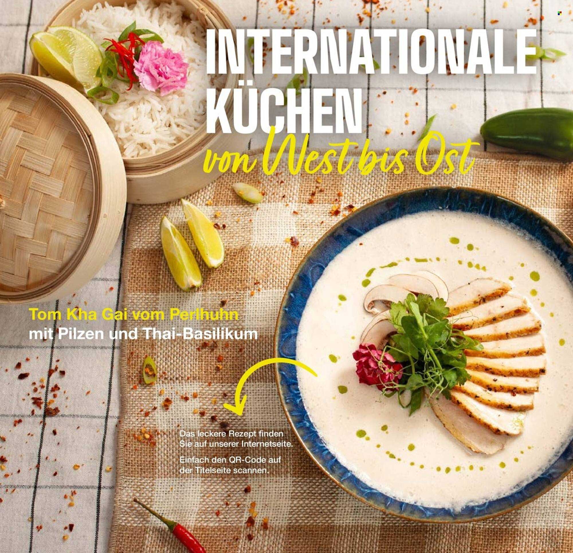 Tom Kha Gai vom Perlhuhn mit Pilzen und Thai-Basilikum