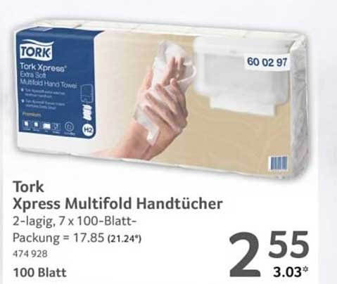 Tork Xpress Multifold Handtücher 2-lagig, 7 x 100-Blatt-Packung
