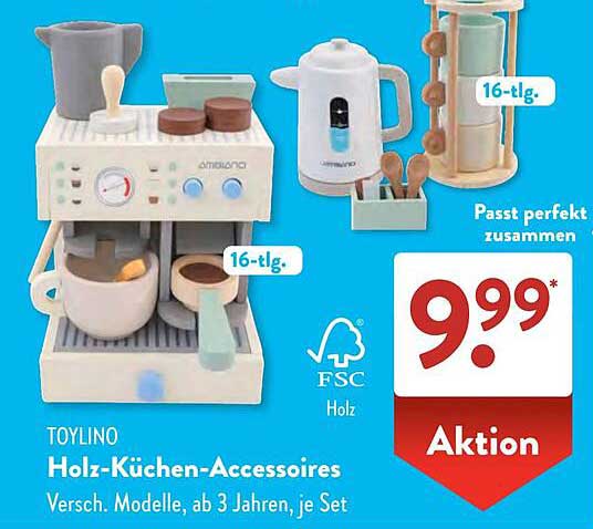 TOYINO Holz-Küchen-Accessoires - 16-tlg.