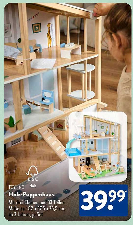 TOYINO Holz-Puppenhaus