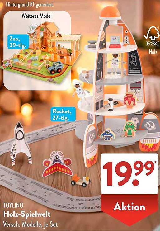 TOYLIN0 Holz-Spielwelt – Rocket, 27-tlg.