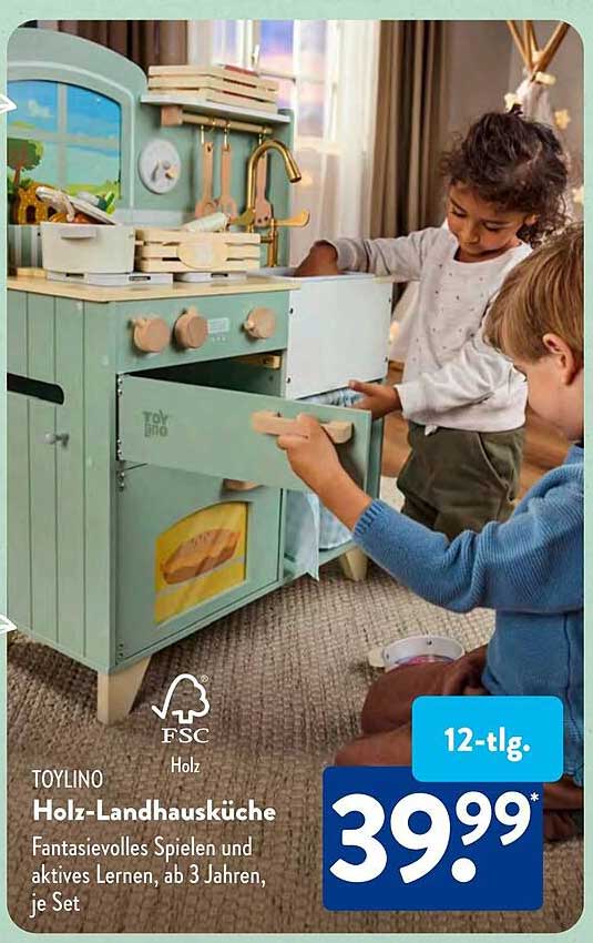 TOYLINObo Holz-Landhausküche 12-tlg.