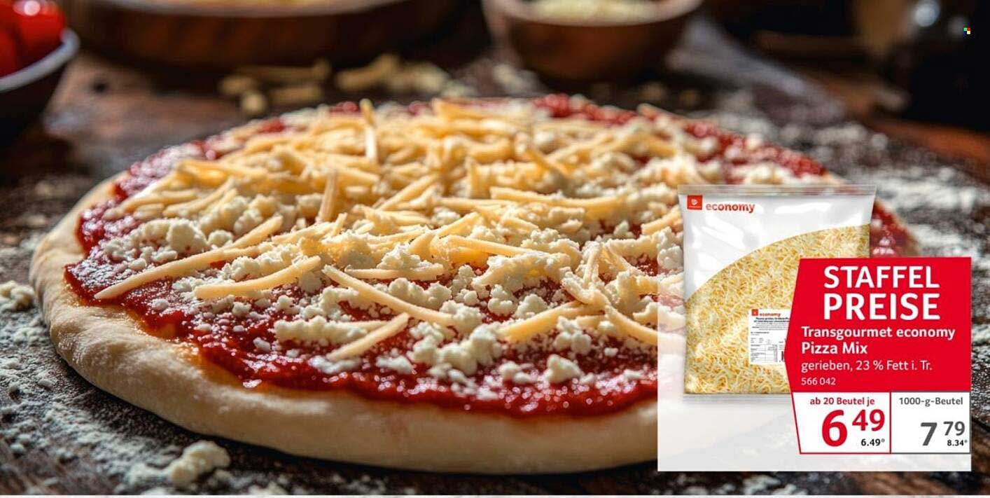 Transgourmet economy Pizza Mix, gerieben, 23 % Fett i. Tr.