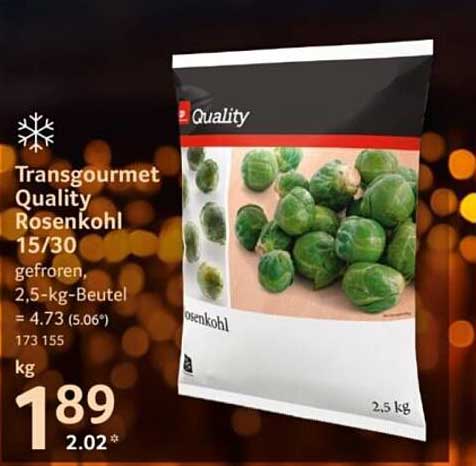 Transgourmet Quality Rosenkohl 15/30 gefroren 2,5-kg-Beutel
