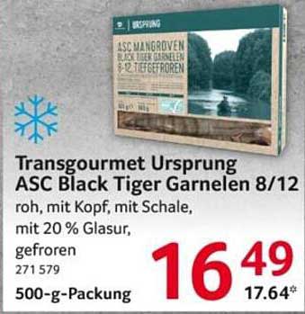 Transgourmet Ursprung ASC Black Tiger Garnelen 8/12 - 500-g-Packung