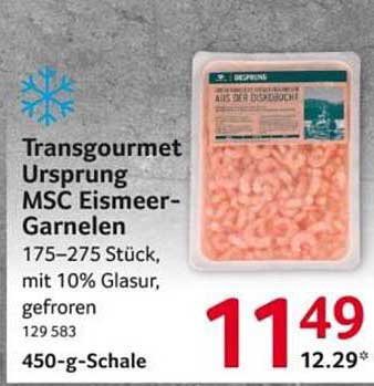 Transgourmet Ursprung MSC Eismeer-Garnelen 450-g-Schale