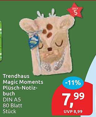 Trendhaus Magic Moments Plüsch-Notizbuch DIN A5