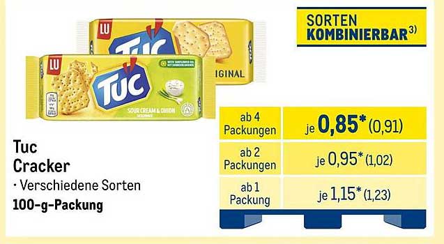 Tuc Cracker - Verschiedene Sorten 100-g-Packung