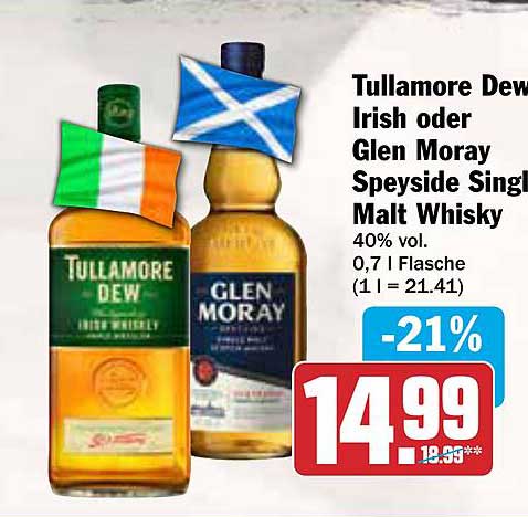 Tullamore Dew Irish oder Glen Moray Speyside Single Malt Whisky