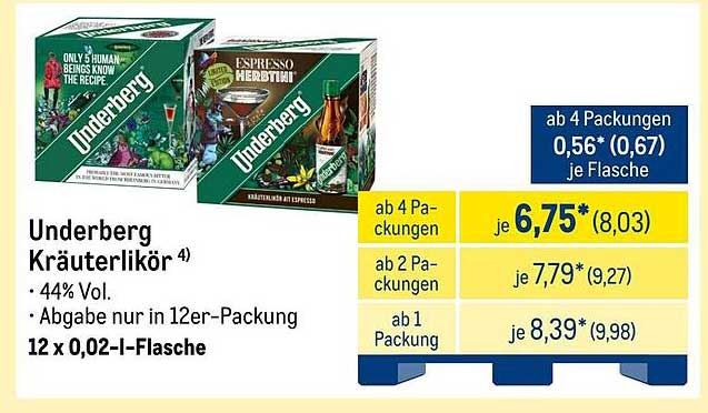 Underberg Kräuterlikör – 12 x 0,02-Liter-Flasche