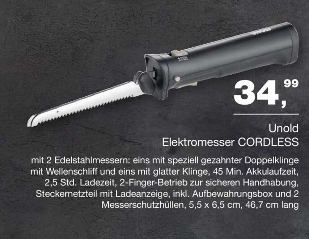 Unold Elektromesser CORDLESS mit 2 Edelstahlmessern