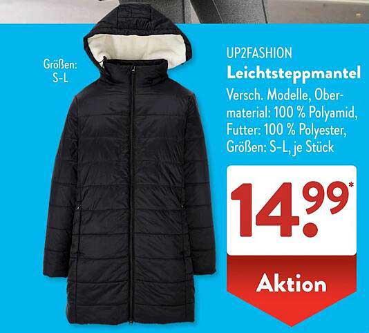 UP2FASHION Leichtsteppmantel für nur 14,99 €