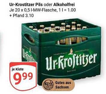 Ur-Krostitzer Pils oder Alkoholfrei - 20 x 0,5 l MW-Flasche