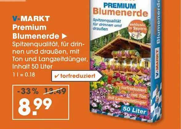V-MARKT Premium Blumenerde, 50 Liter