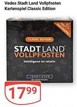 Vedes Stadt Land Vollpfosten Kartenspiel Classic Edition