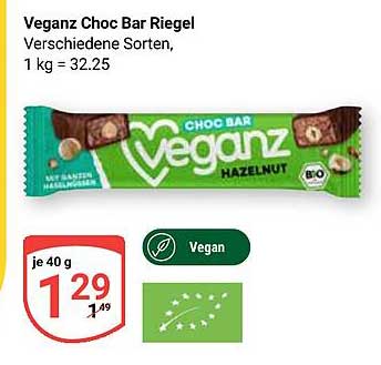 Veganz Choc Bar Riegel - Verschiedene Sorten